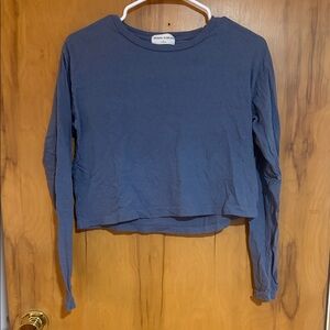 Denim Forum Slate Blue Long-Sleeve Cropped Tee
